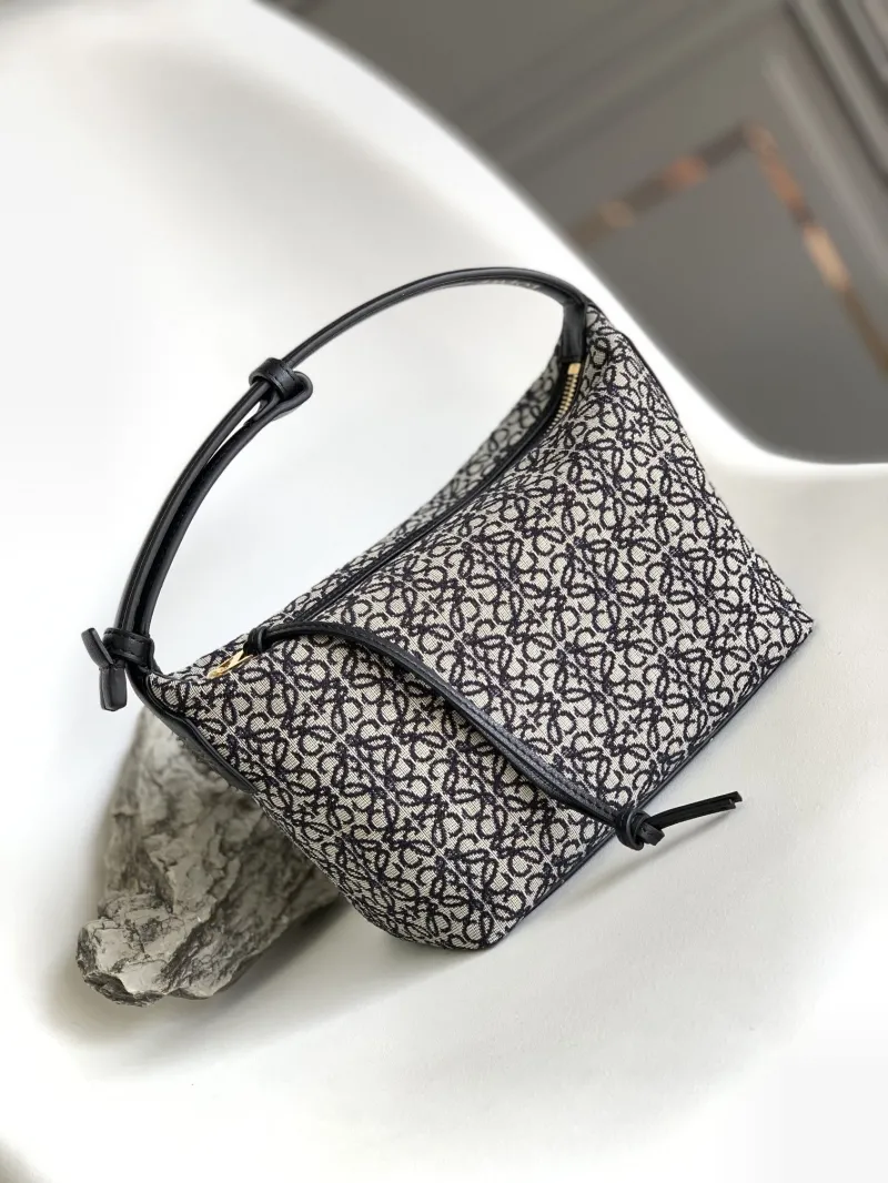 Loewe Anagram Jacquard Small Shoulder Bag Black Beige 408