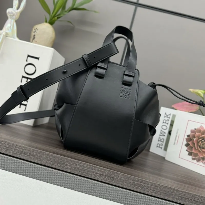 Loewe Black Leather Crossbody Bucket Handbag
