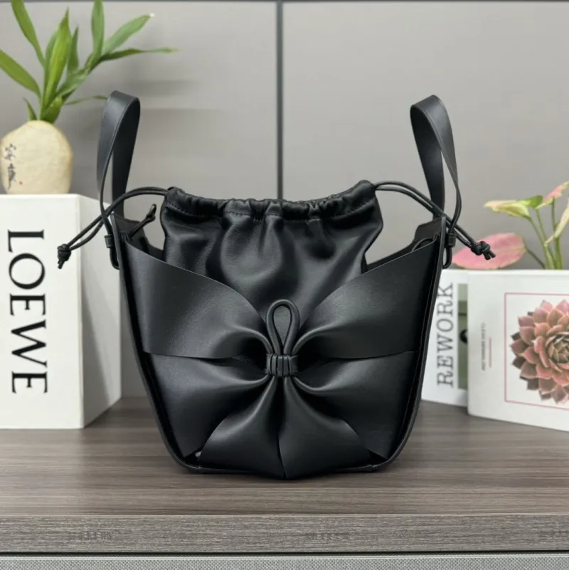 Loewe Black Leather Crossbody Bucket Handbag - Image 3