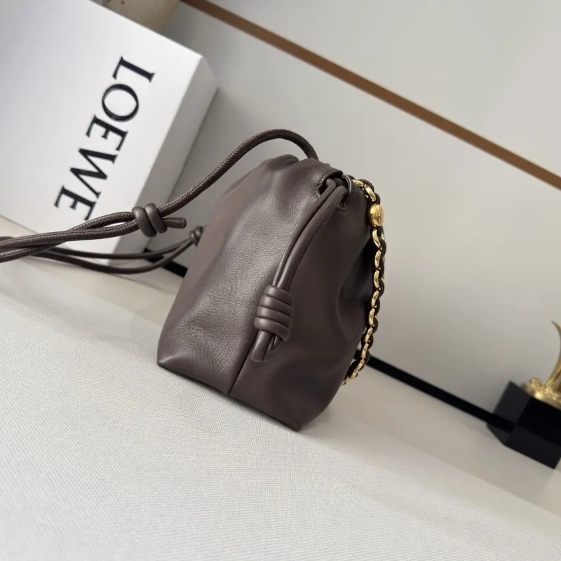 Alternative view of LOEWE Brown Leather Chain Drawstring Bag