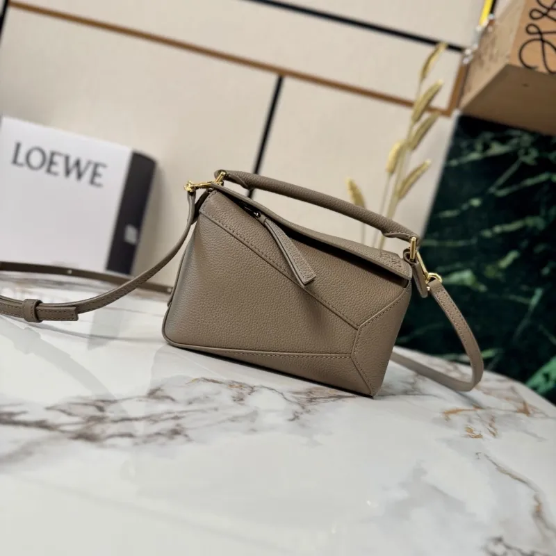 LOEWE Taupe Leather Crossbody Handbag
