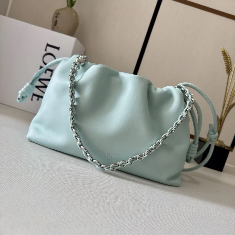 Loewe Mint Blue Chain Drawstring Shoulder Bag