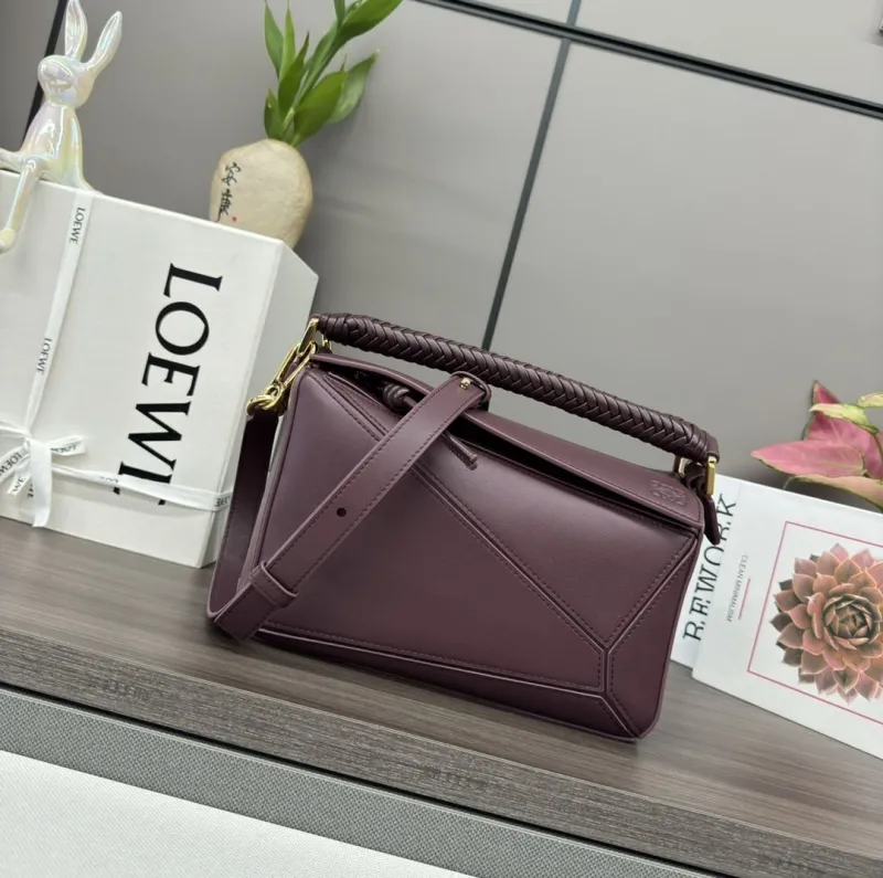 LOEWE Plum Leather Handle Crossbody Bag
