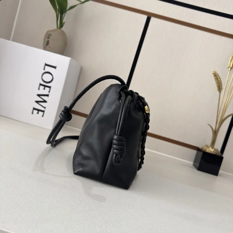 Alternative view of LOEWE Black Leather Chain Drawstring Handbag