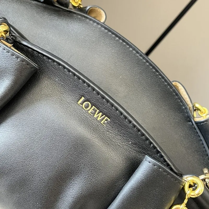 LOEWE Black Leather Chain Shoulder Bag 435 - Image 6