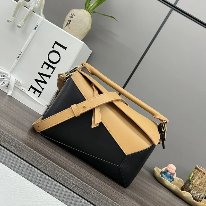 LOEWE Black and Tan Leather Crossbody Handbag 441