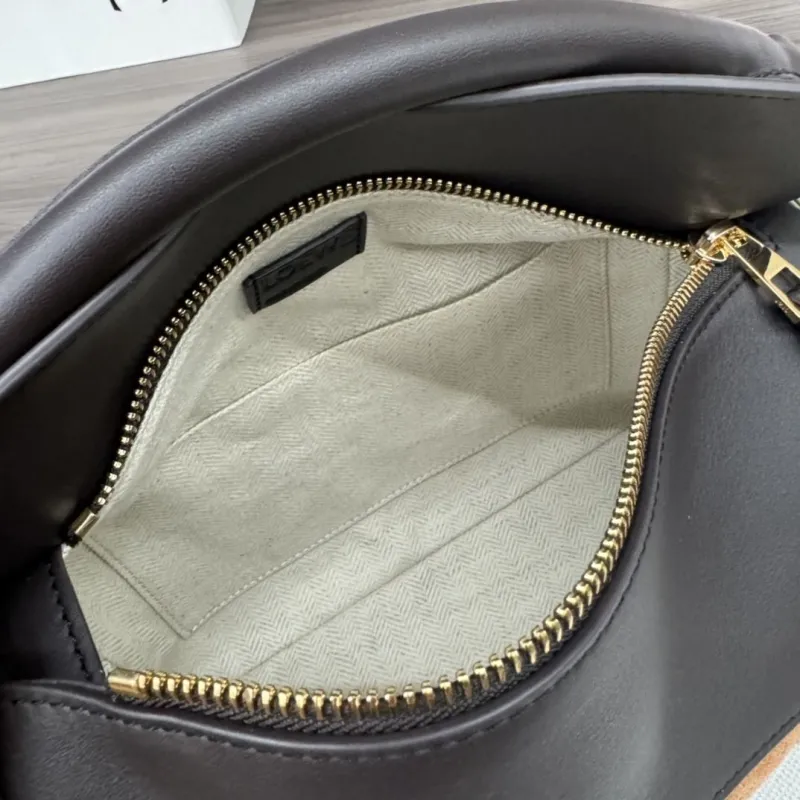 Loewe Puzzle Shoulder Bag Brown Green Suede Leather 443 - Image 8