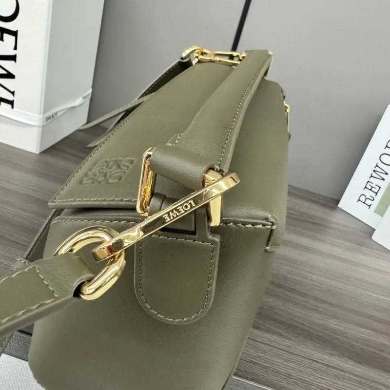 Loewe Olive Green Leather Crossbody Handbag 446 - Image 7