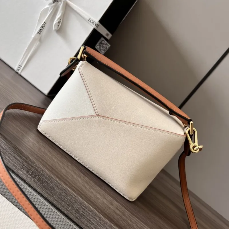 Loewe Mini Puzzle Crossbody Bag Off-white and Tan - Image 3