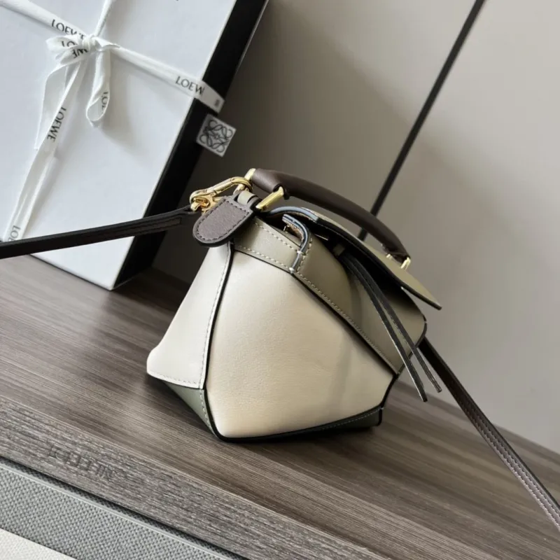 Alternative view of LOEWE Mini Puzzle Crossbody Bag Beige Olive Brown