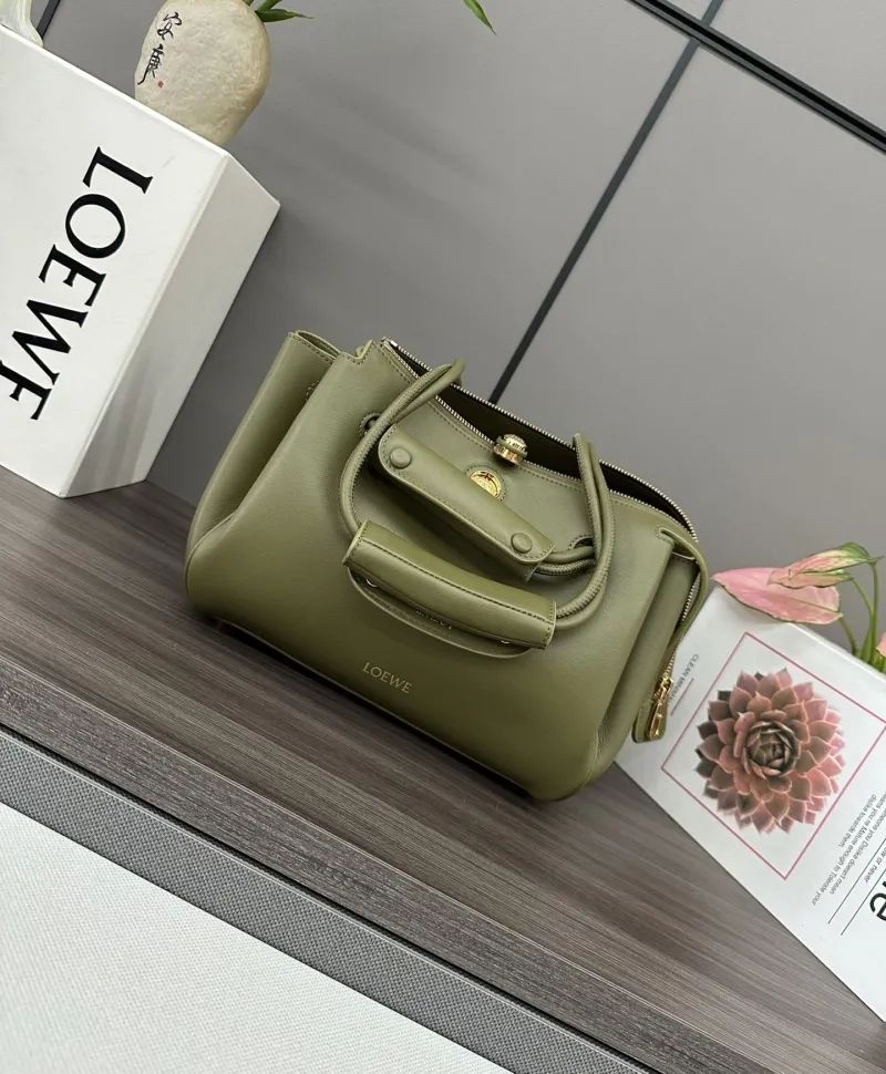 LOEWE Olive Green Leather Handbag