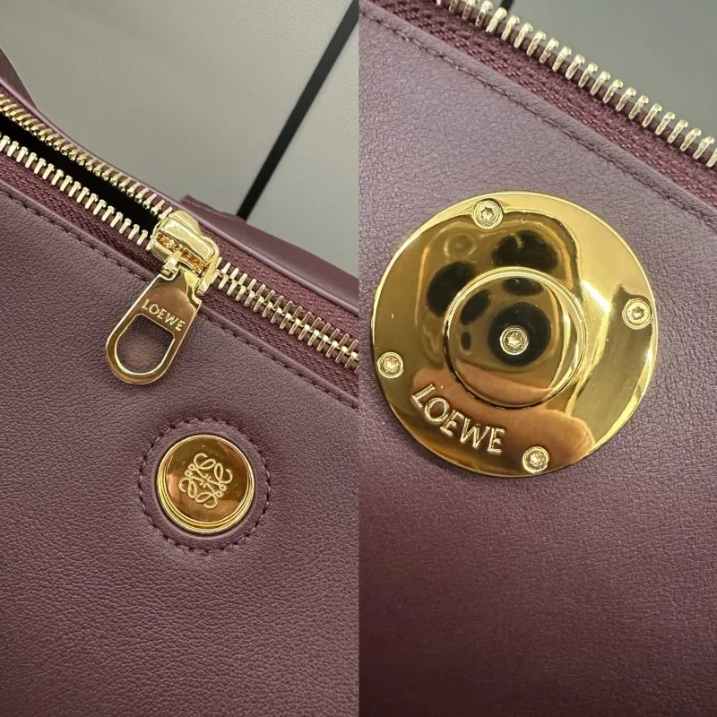 LOEWE Dark Brown Leather Handbag with Strap - Image 7