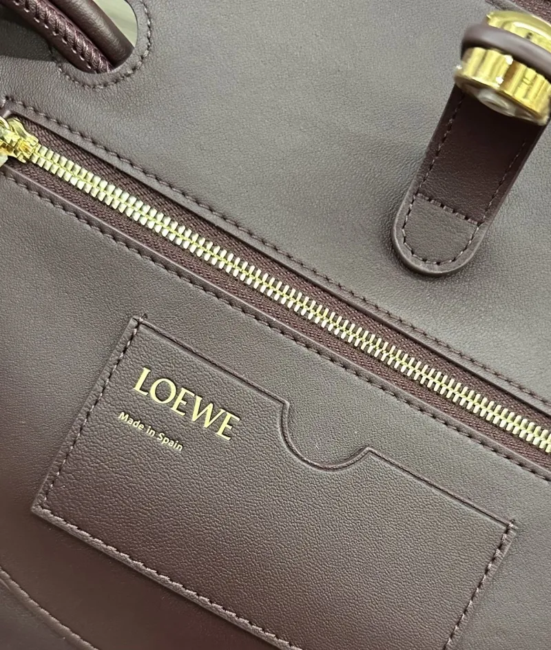 LOEWE Dark Brown Leather Handbag with Strap - Image 9