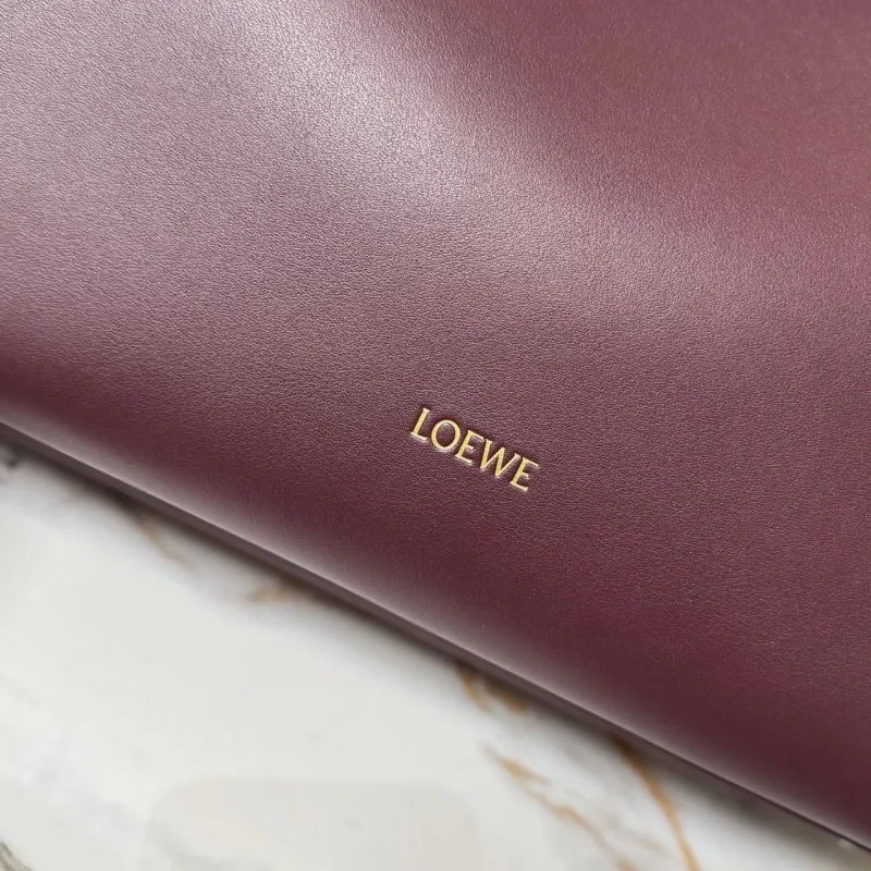 LOEWE 459 Burgundy Leather Shoulder Handbag - Image 5
