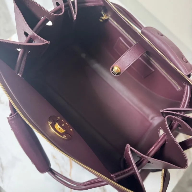 LOEWE 459 Burgundy Leather Shoulder Handbag - Image 8