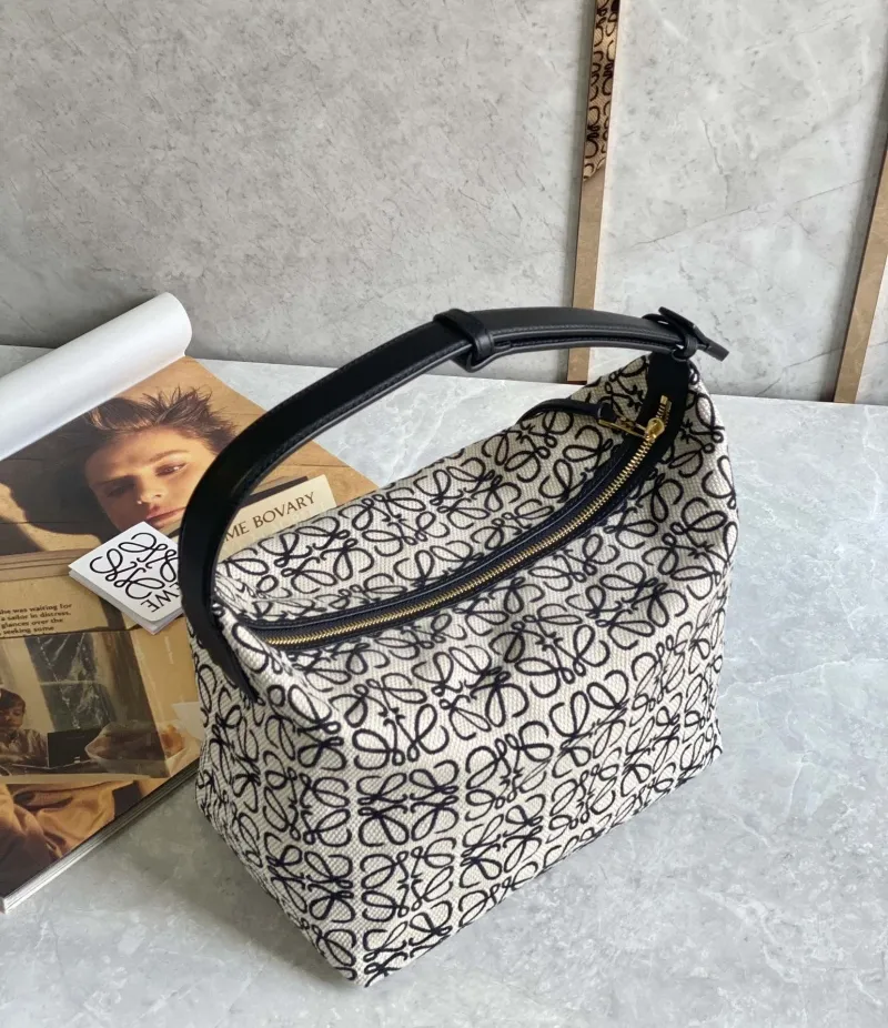 Loewe Anagram Hobo Bag Beige Black 461 - Image 6