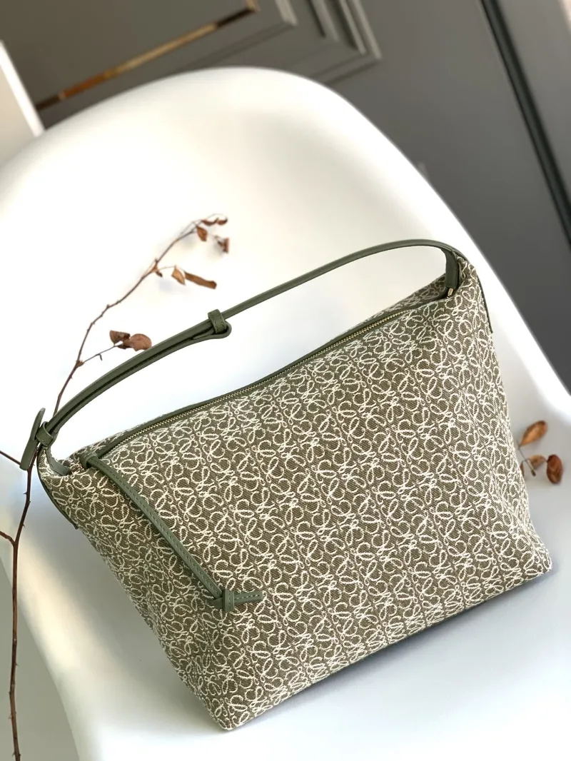 Loewe Anagram Jacquard Hobo Bag Olive Green
