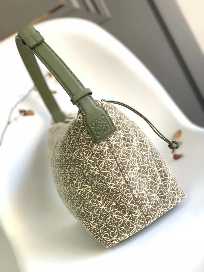 Alternative view of Loewe Anagram Jacquard Hobo Bag Olive Green