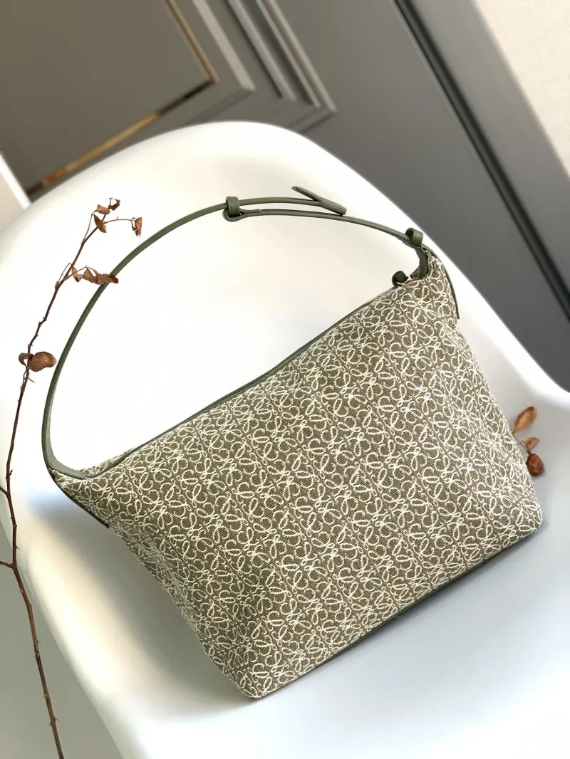 Loewe Anagram Jacquard Hobo Bag Olive Green - Image 3