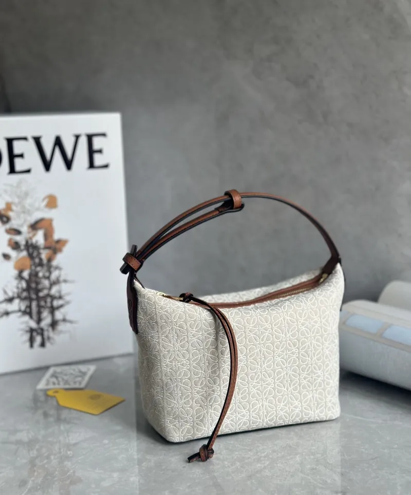 Loewe Beige Anagram Jacquard Shoulder Bag 464 - Image 5