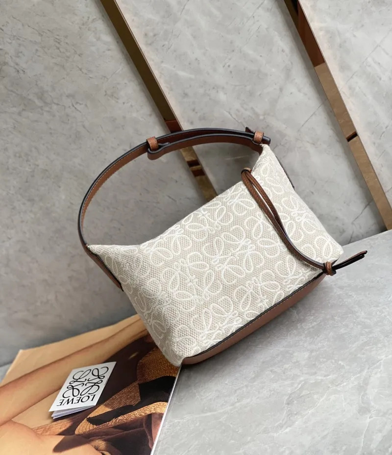 Loewe Beige Canvas Hobo Bag 466 - Image 3