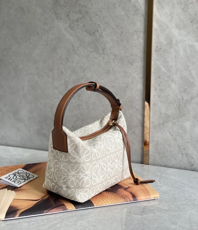Loewe Beige Canvas Hobo Bag 466 - Image 4