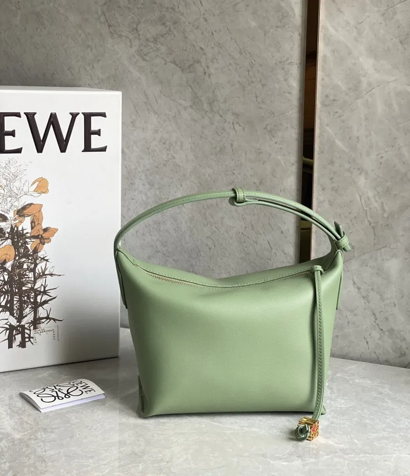 Loewe Light Green Leather Hobo Handbag