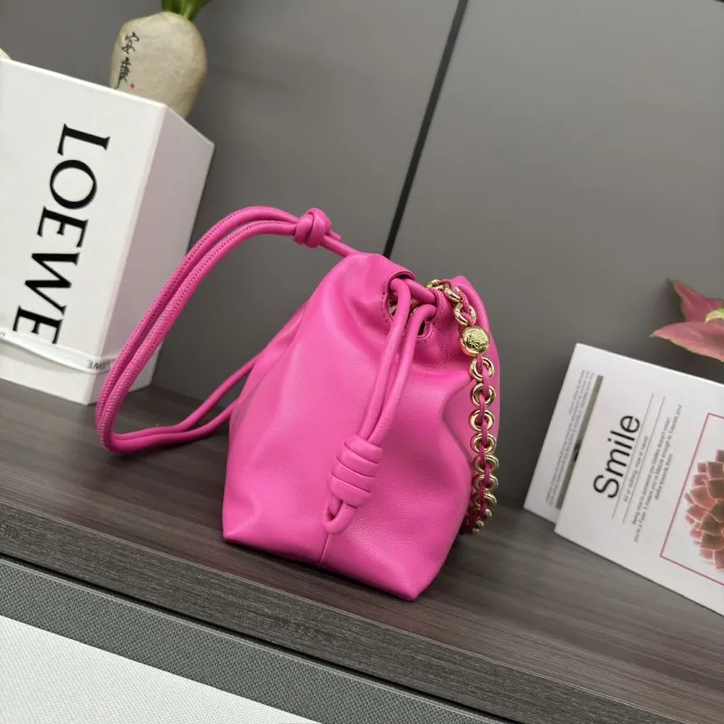 Alternative view of LOEWE Pink Chain Drawstring Pouch Bag