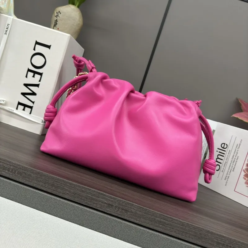 LOEWE Pink Chain Drawstring Pouch Bag - Image 3