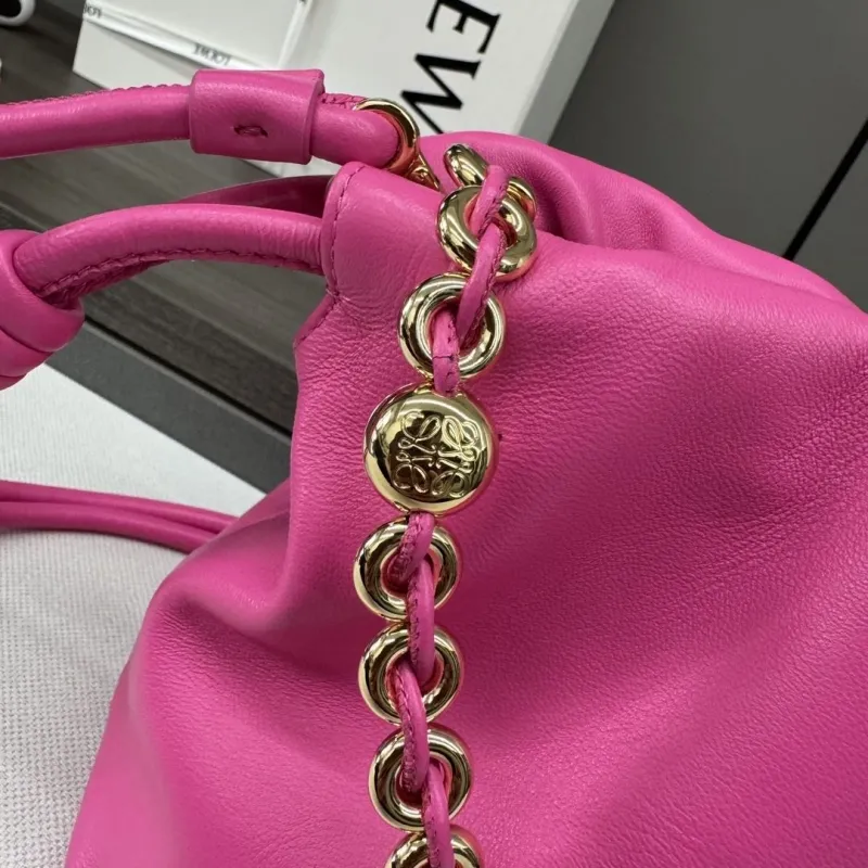 LOEWE Pink Chain Drawstring Pouch Bag - Image 4