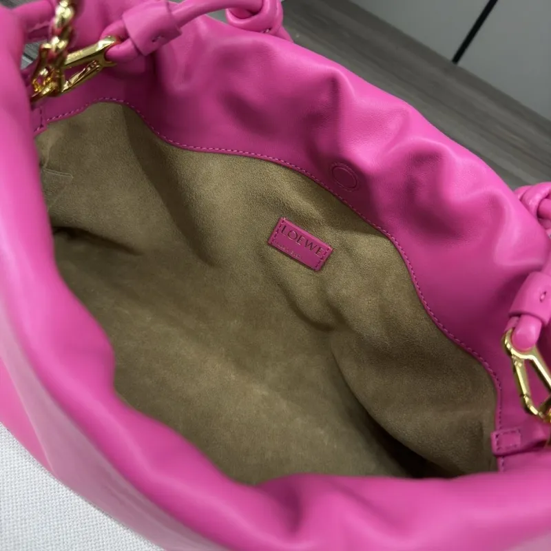LOEWE Pink Chain Drawstring Pouch Bag - Image 7