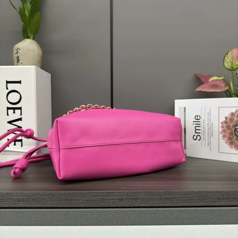 LOEWE Pink Chain Drawstring Pouch Bag - Image 8