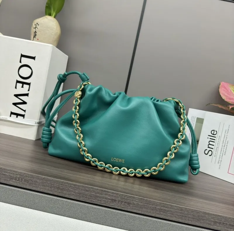 LOEWE Teal Chain Bucket Bag