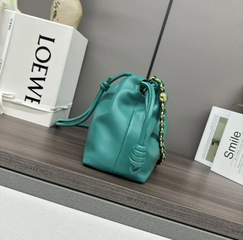 LOEWE Teal Chain Bucket Bag - Image 3