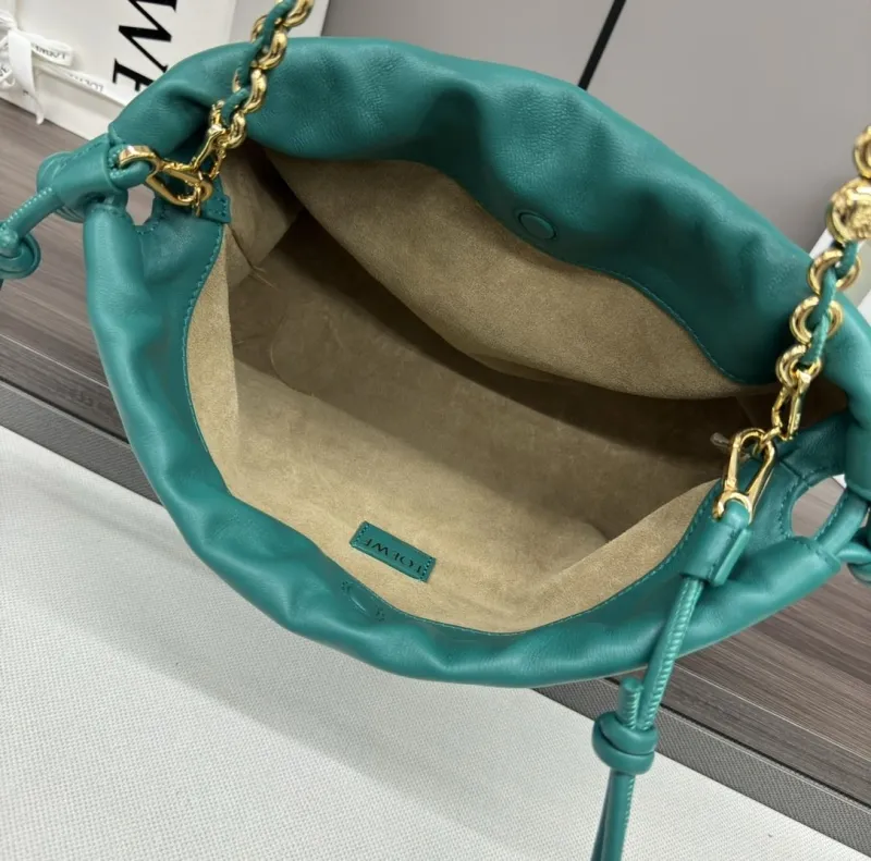 LOEWE Teal Chain Bucket Bag - Image 10