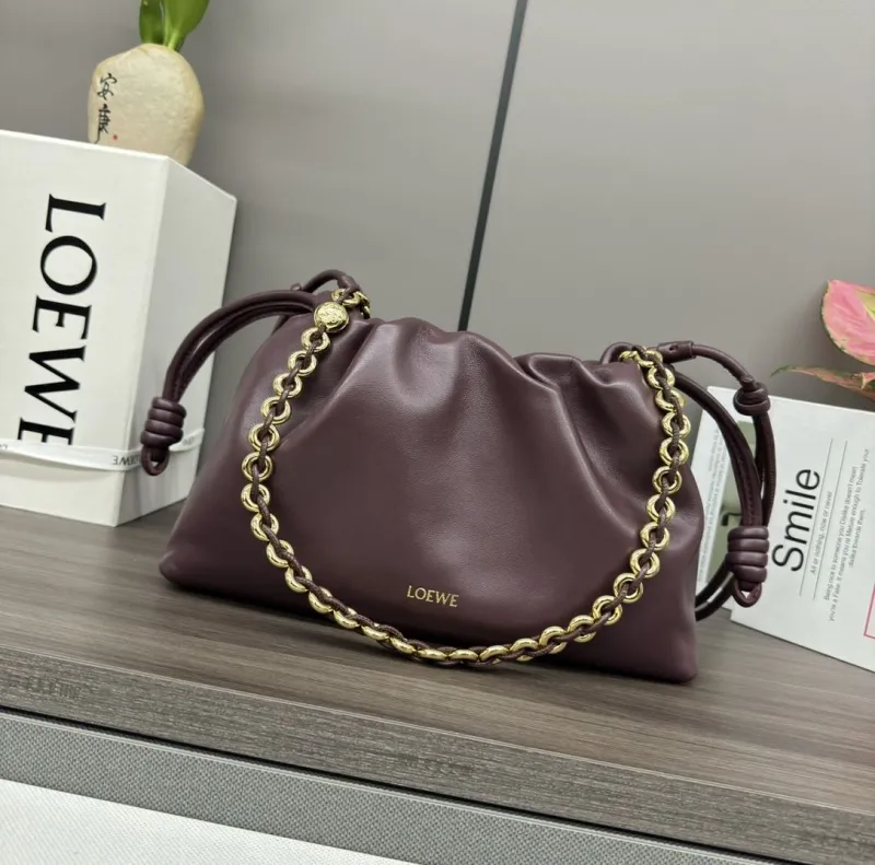 LOEWE Dark Purple Leather Shoulder Bag
