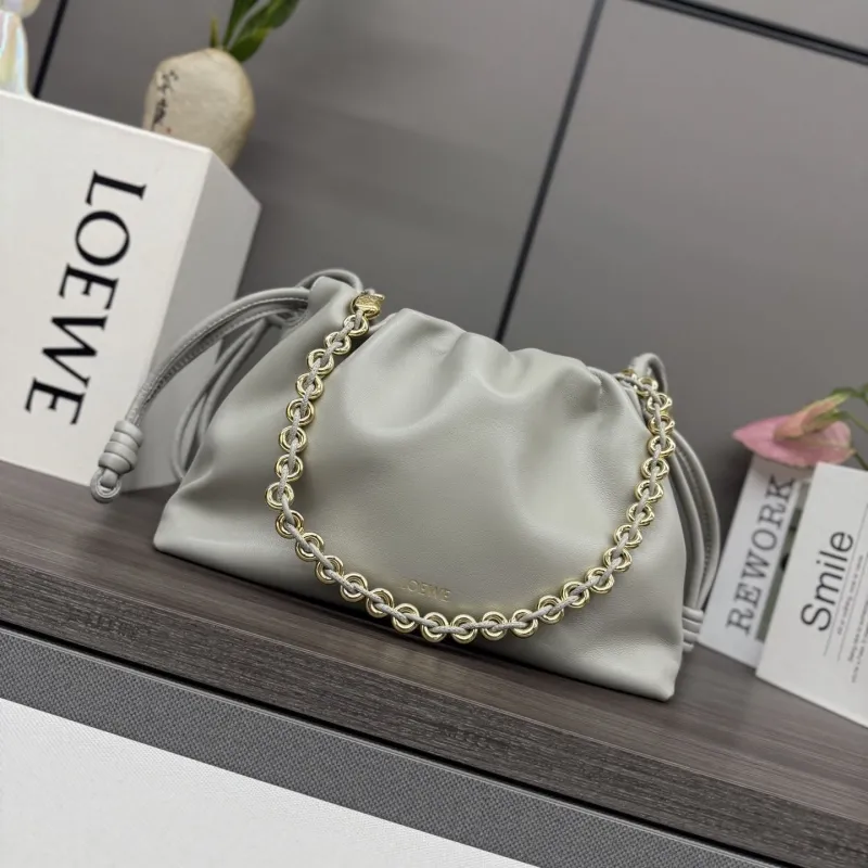 Loewe Light Gray Drawstring Bucket Bag