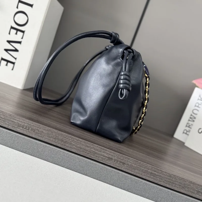 Alternative view of LOEWE Black Leather Chain Drawstring Handbag