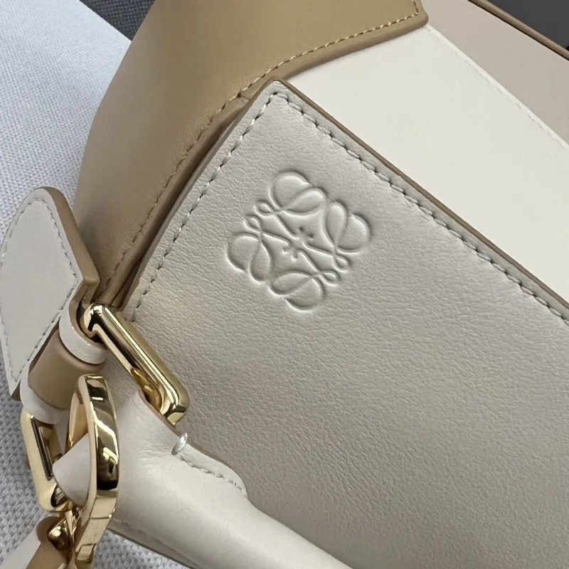LOEWE Two-Tone Beige Leather Puzzle Handbag 485 - Image 5