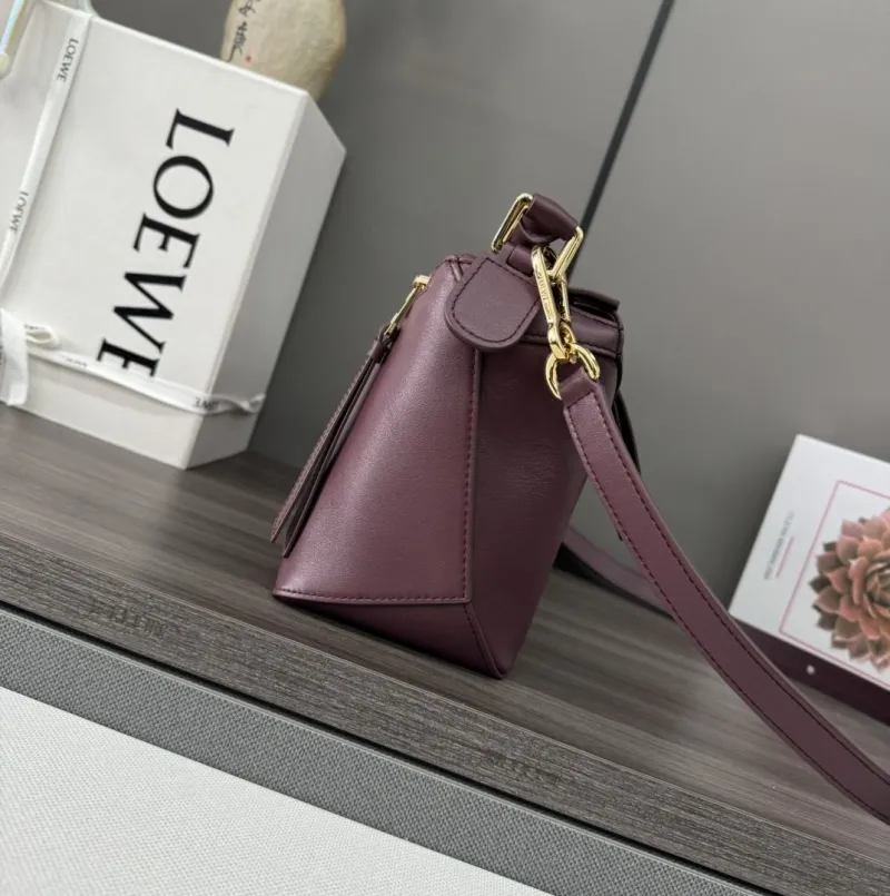 Alternative view of Loewe Burgundy Puzzle Leather Top Handle Crossbody Bag 490