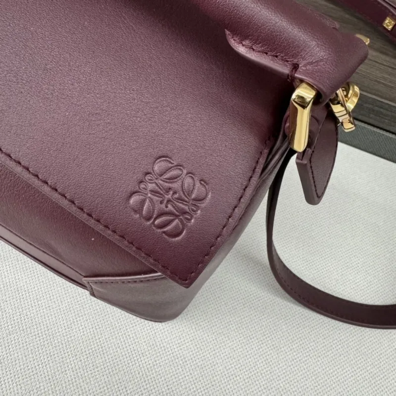 Loewe Burgundy Puzzle Leather Top Handle Crossbody Bag 490 - Image 5