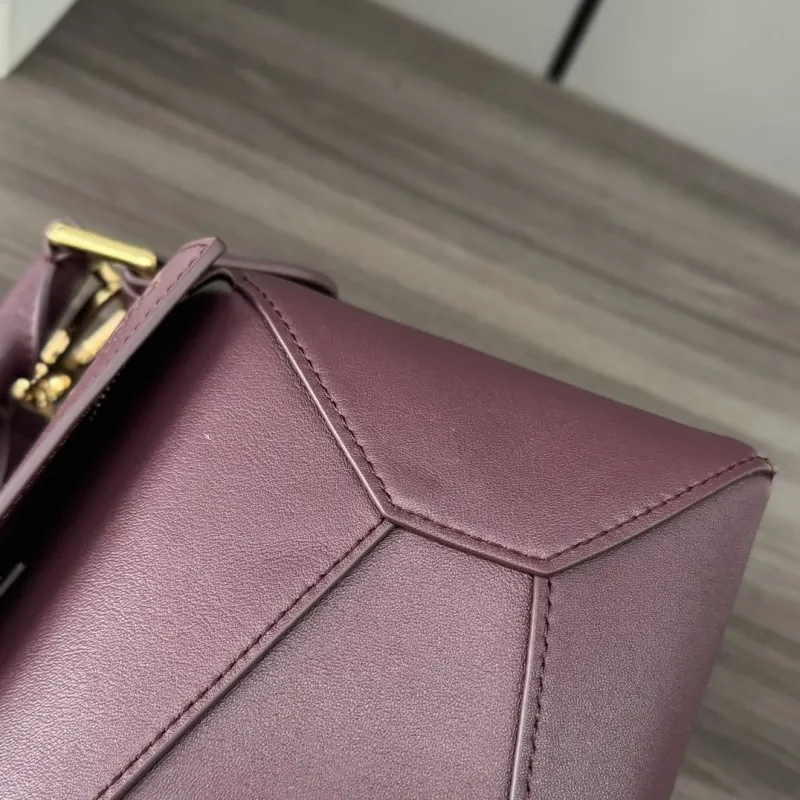 Loewe Burgundy Puzzle Leather Top Handle Crossbody Bag 490 - Image 6