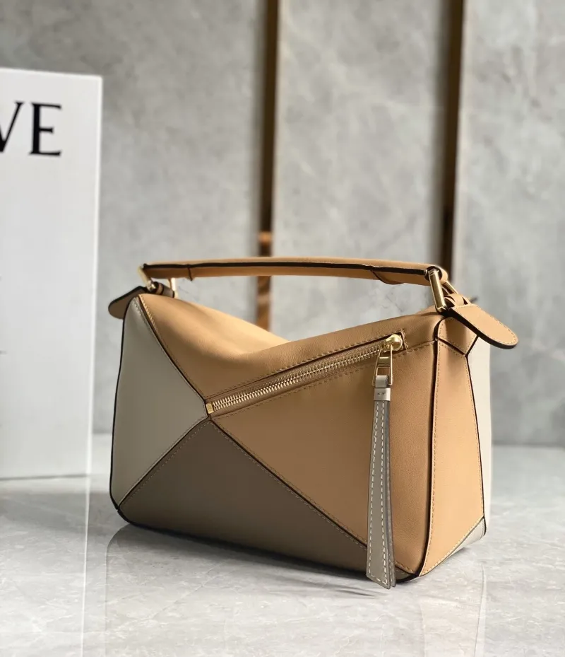 Loewe Puzzle Crossbody Bag Tan Gray 496 - Image 3