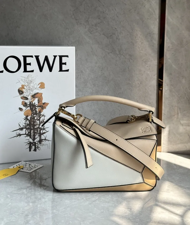 LOEWE Beige White Puzzle Crossbody Handbag 498