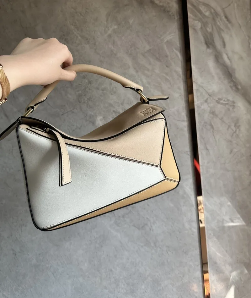 LOEWE Beige White Puzzle Crossbody Handbag 498 - Image 9