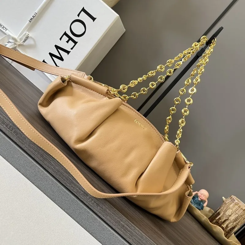 Loewe Tan Leather Chain Shoulder Bag