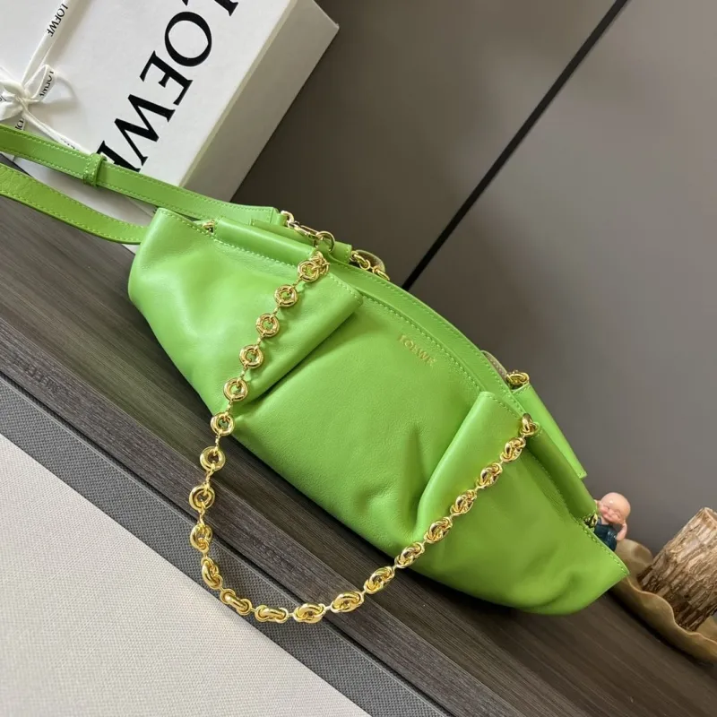 LOEWE Green Leather Chain Handle Bag