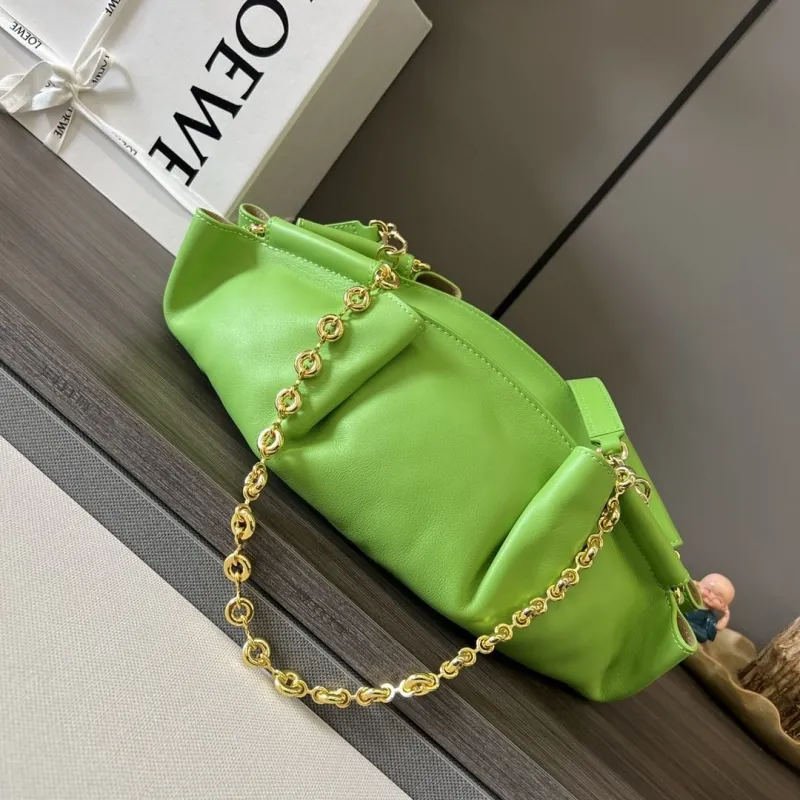 LOEWE Green Leather Chain Handle Bag - Image 3