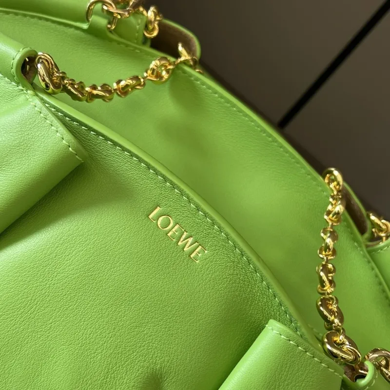 LOEWE Green Leather Chain Handle Bag - Image 5