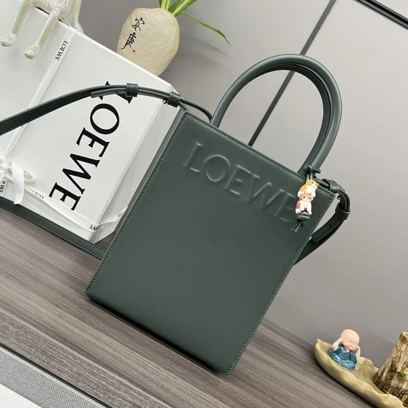 LOEWE Dark Green Leather Tote Bag 546